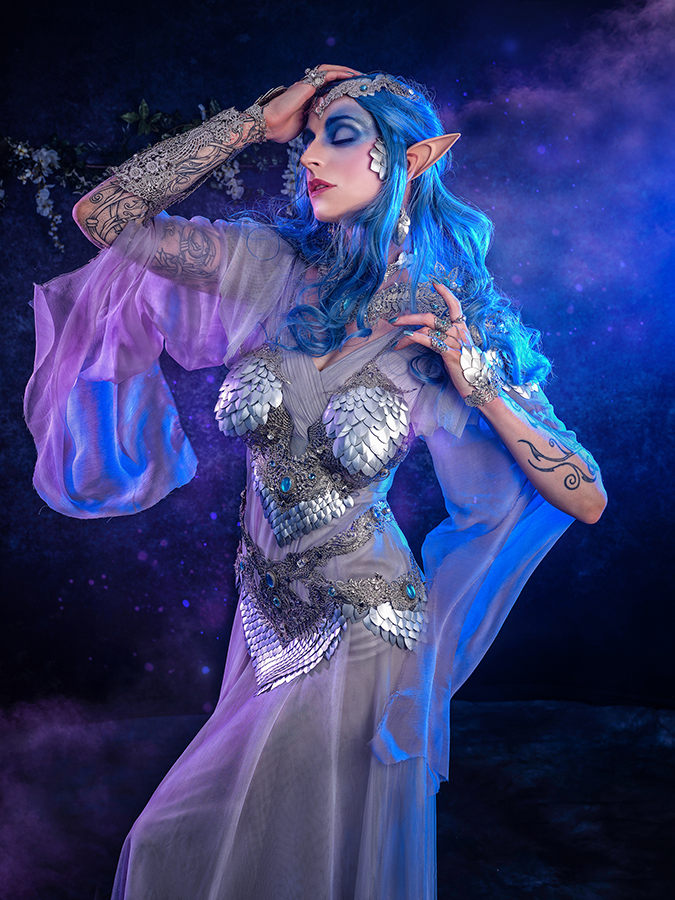 fantasy cosplay photoshoot with elf woman