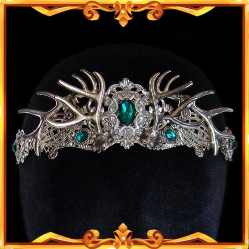 Faun Antlers Crown "Artemis" Emerald