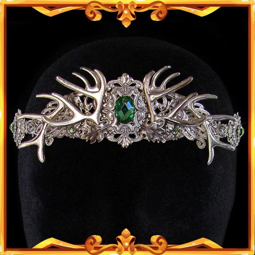 Fantasy Antlers Crown "Artemis" Green