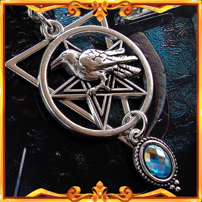 Collier Gothique Victorien Pendentif Fleur Bleu Velours - Argent Noirci - Occasion Parfait