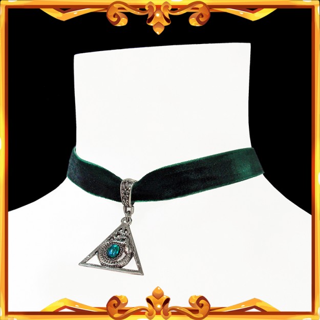 Collier Ras-du-Cou Maille Serpent Avec Pendentif Boule Strass - Style Art Déco - Occasion Très Bon État