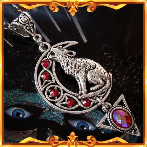 Collier Loup "Chant de la Lune" Rouge