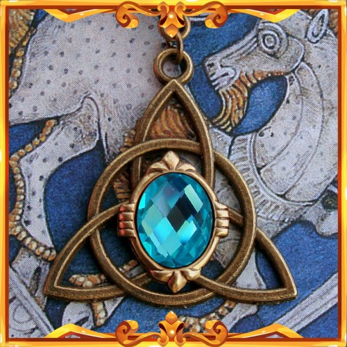 Celtic Necklace "Triquetra" Aqua