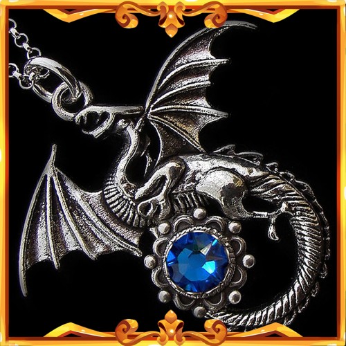 Collier Dragon Médiéval "Saphir"