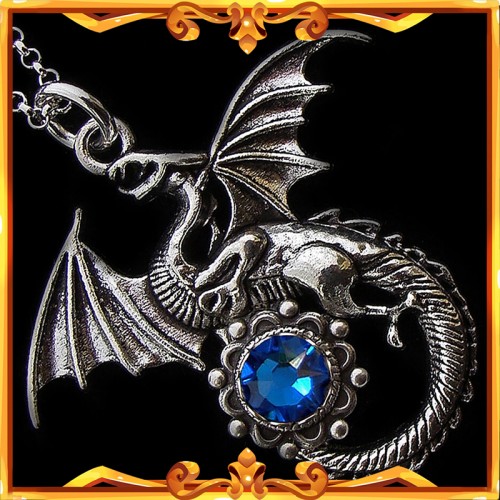 Medieval Dragon Necklace "Sapphire"
