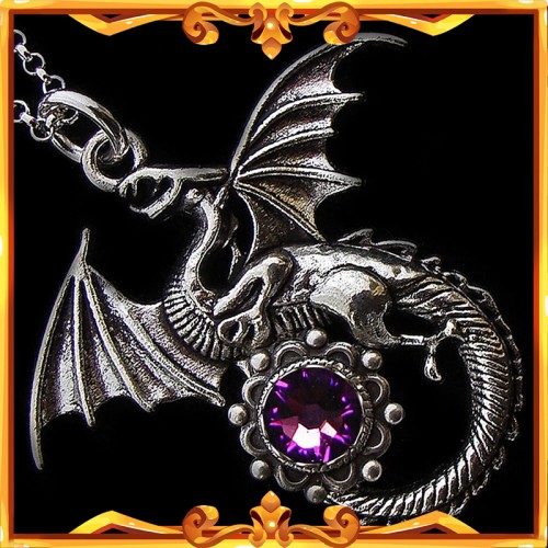 Medieval Dragon Necklace "Amethyst"