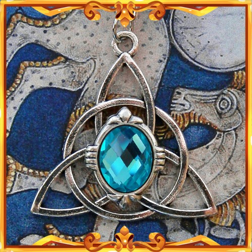 Celtic Necklace "Triquetra" Aquablue