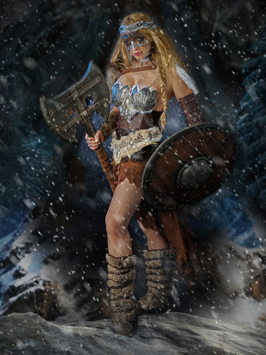 Guerrière femme Viking sous la neige
