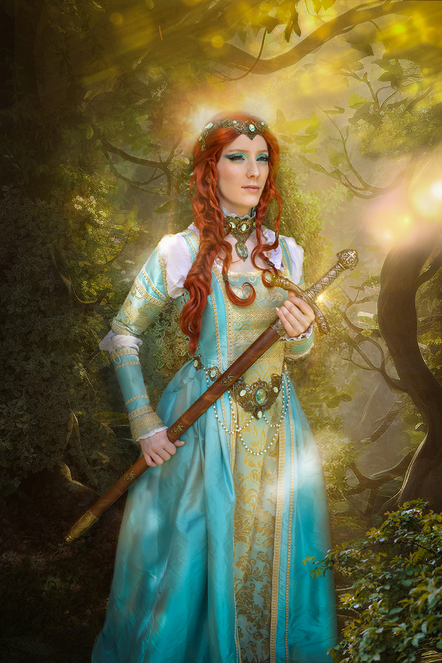 medieval lady in enchanted forest