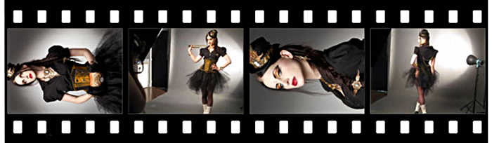 Une séance photo Steampunk, Vaporiste et Mode, avec des images Behind the Scenes et des photos Backstage de Julie de Moura avec la modèle Venus XIII maquillée par Dita MakeUp et des accessoires de A Mon Seul Desir boutique en 2010