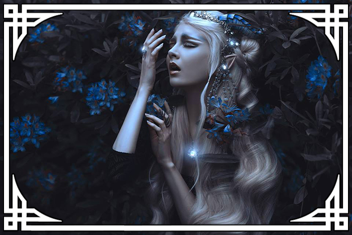 Fantasy Photoshoot by Grace Almera photographer with model Maria Amanda and elven crown by A Mon Seul Désir in 2018