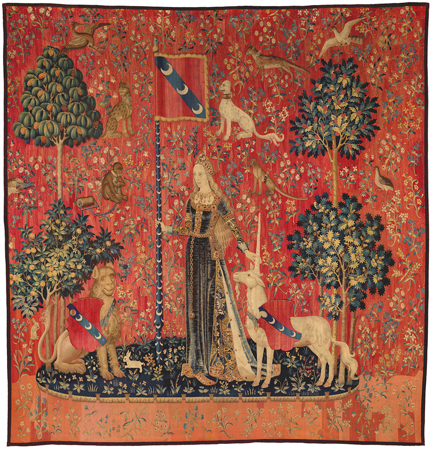La Dame à la Licorne french tapestry The Lady and the Unicorn from Cluny Medieval Museum in Paris