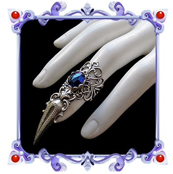 gothic claw ring dark blue goth