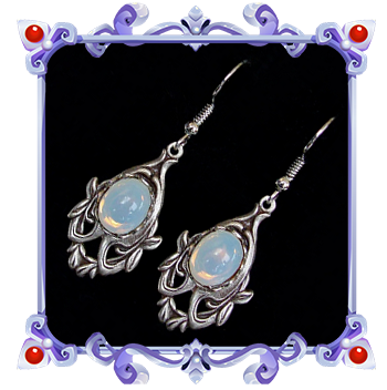elven white opal earrings opalite opalescent