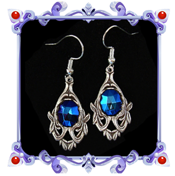 Gothic style Earrings with iris dark blue crystals