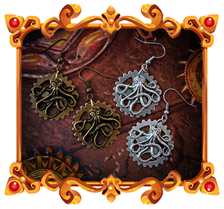 boucles doreilles steampunk pieuvre