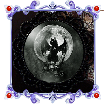 Gothic Black Cat Necklace with Bat Wings