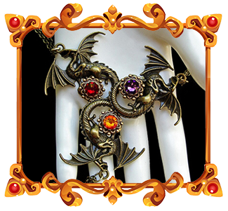 Medieval Bronze Dragon Necklace Heroic Fantasy Jewelry