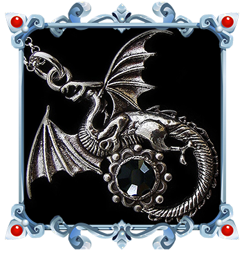 Medieval Gothic Dragon Necklace with Black crystal