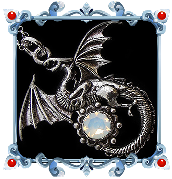 Medieval Dragon Necklace  with White Opal crystal