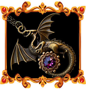 Medieval Bronze Dragon Necklace with purple crystal