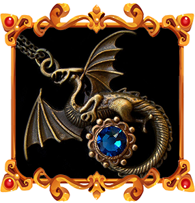 collier dragon medieval bronze avec cristal bleu nuit
