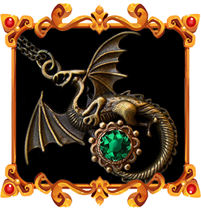 collier dragon medieval bronze avec cristal vert emeraude