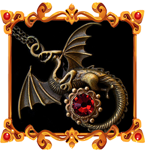Bronze Medieval Dragon Necklace with red crystal