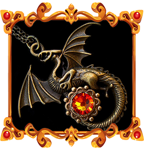 collier dragon medieval bronze avec cristal opale de feu