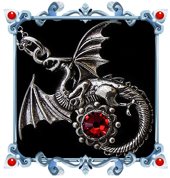 Collier Pendentif Dragon Medieval Rouge Rubis