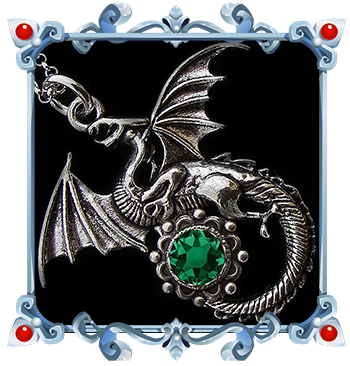 Collier Pendentif Dragon Medieval Vert Emeraude