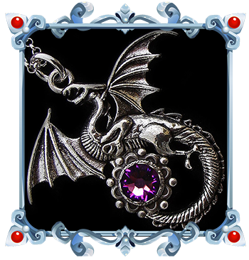 Amethyst Purple Medieval Dragon Necklace