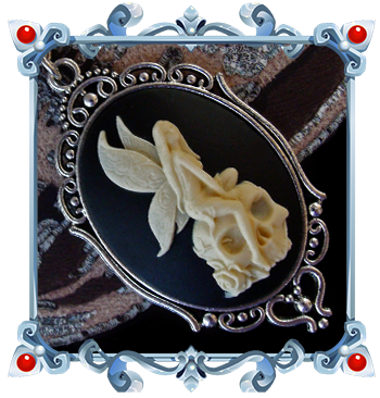Dark Fantasy Gothic Fairy Cameo Necklace Skull