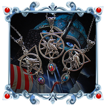 Collier Pentacle Gothique Corbeau wicca sorciere