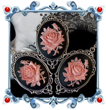collier camée fleur noire gothique romantique