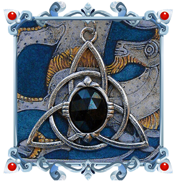 Collier Celtique noir onyx avec pendentif Triquetra symbole Viking