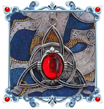 collier celtique rouge rubis avec pendentif en forme de triquetra argenté