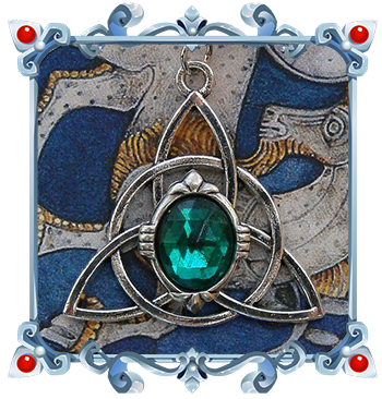 Collier Celtique vert émeraude avec pendentif Triquetra symbole Viking