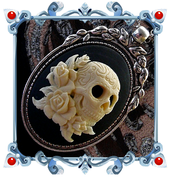 Sugar Skull Cameo Necklace Dia de los muertos