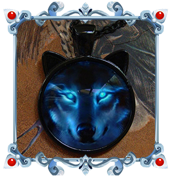 Collier Medaillon Loup Bleu Nuit