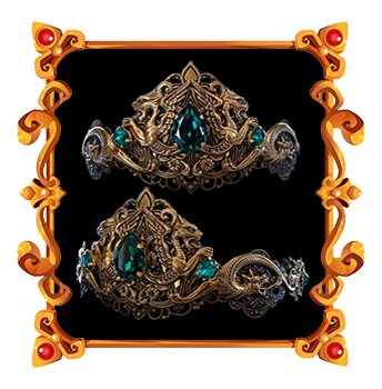Envolez vous pour le royaume de Valyria avec cette couronne médiévale aux dragons bronzes et cristaux vert émeraude