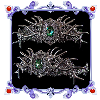 Become a woodland elf with this medieval fantasy Crown made of silver antlers and green crystals