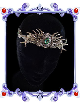 Become a forest faun with this wiccan inspired Crown made of silver antlers and green crystals