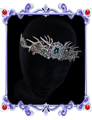 Medieval Fantasy Antlers Crown emerald green