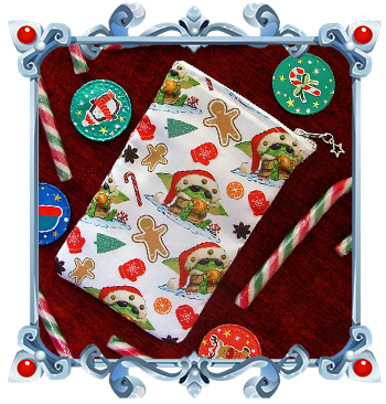 Housse de Telephone en tissu représentant Grogu pour les fêtes de Noël  avec des sucres d'orge