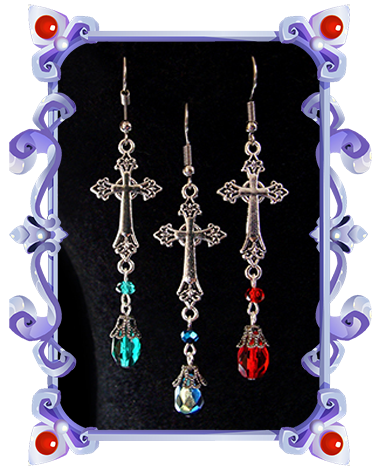 Victorian Gothic Cross Earrings Vampire Jewelry