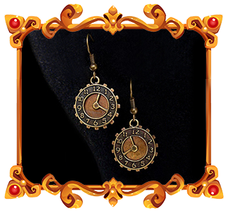 steampunk earrings gear wheels clock face retro vintage