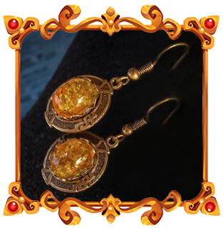 boucles d'oreilles celtiques ambre et bronze inspirées par la mythologie viking