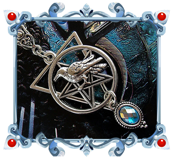 witchy night raven wiccan necklace with pentacle