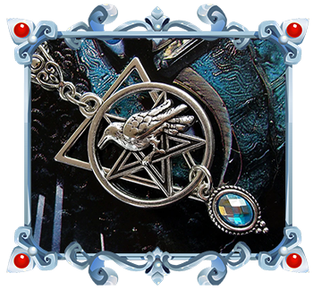 Collier Pentacle Gothique Corbeau wicca sorciere